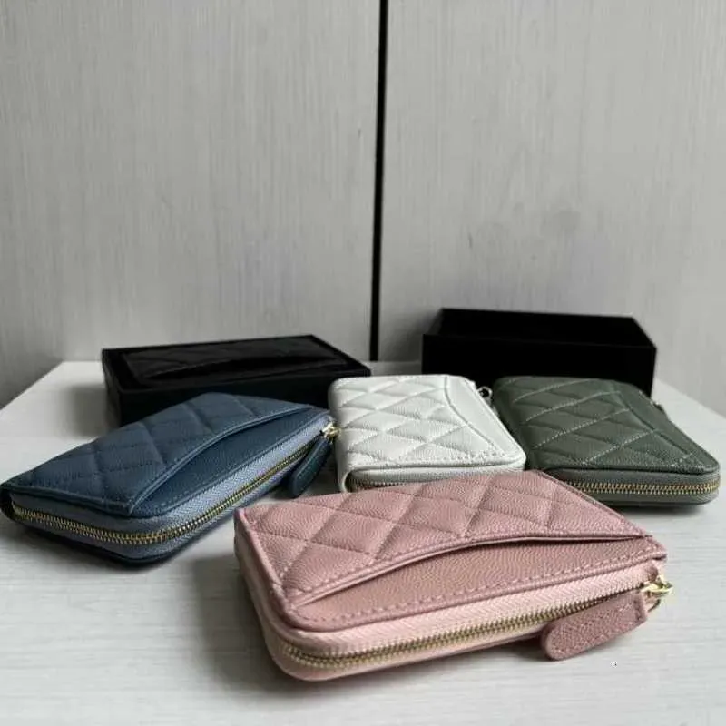 Designer Card Holders Caviar Cowhide Dia Grid Sheepskin Leather Ball Pattern Short Zipper Coin Purse Card Bag Small_voghion.com