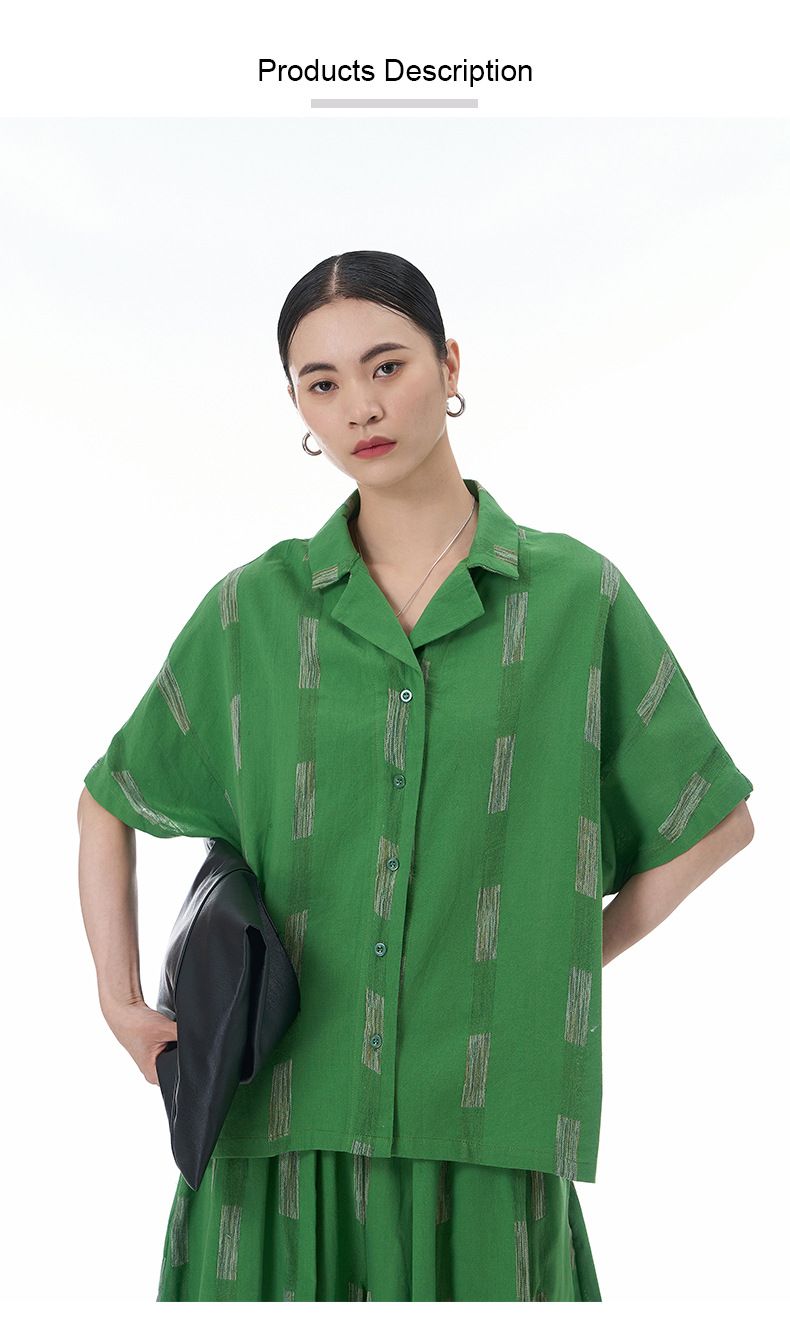 Chemisier ample à manches courtes et col brésilien pour femme, grande taille, été 2025, 68681_voghion.com