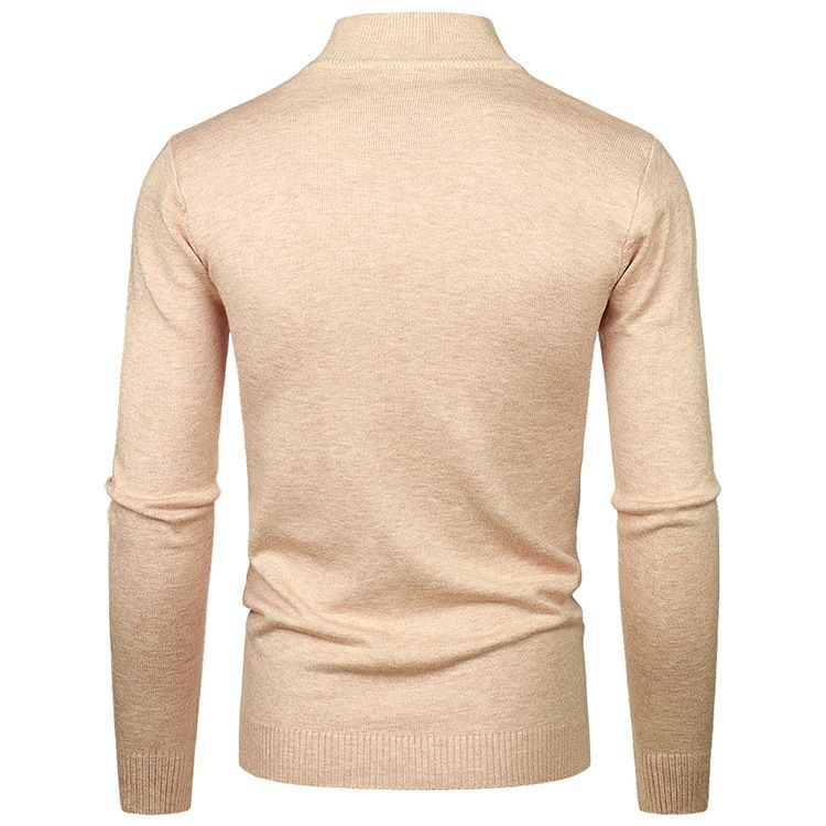 Einfarbiger Pullover für Herren mit Laufvolumen, halber Rollkragenpullover, Einheitsgröße, langärmeliges Pullover-Bottom-Shirt_voghion.com