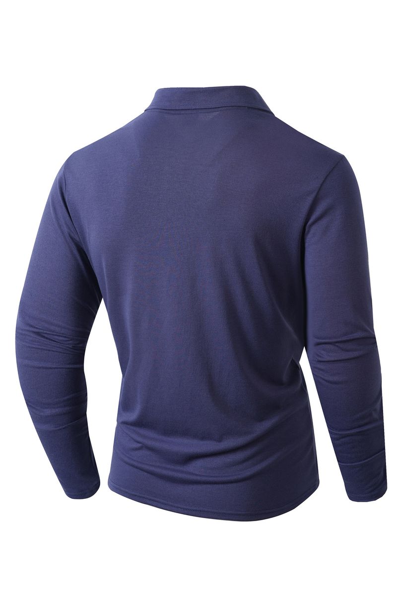 Polo a maniche lunghe da uomo - Classica t-shirt casual slim fit per autunno e inverno, traspirante e traspirante, top da allenamento in tinta unita_voghion.com