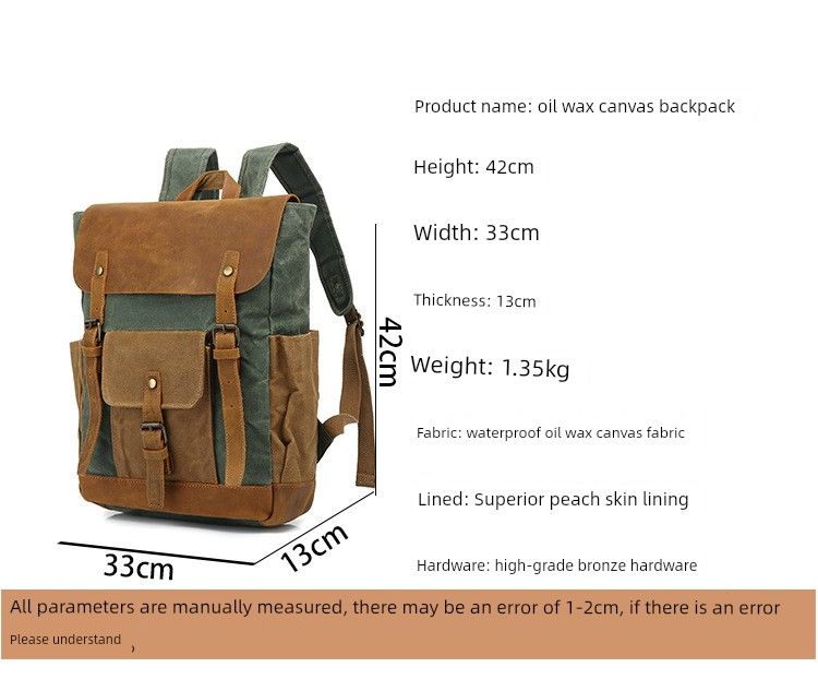 Reise Männer Öl Wachs Leinwand Outdoor Leder Rucksack_voghion.com