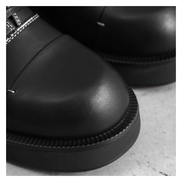 Niche – Weiße E Big Head Vibe – Lässige Derby-Schuhe mit dicker Sohle_voghion.com