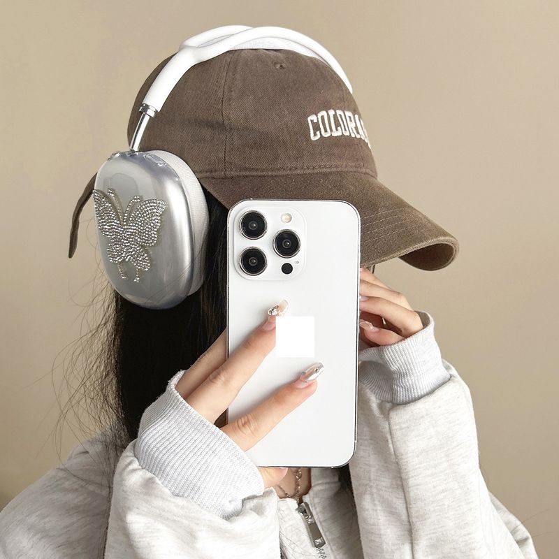 Protective Case Suitable for Airpods Max Luxury Rhinestone Butterfly Transparent Headphone Cover_voghion.com