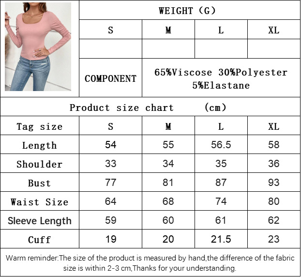 Colletto quadrato da donna con camicia base con maglietta attillata slim slim a maniche lunghe_voghion.com