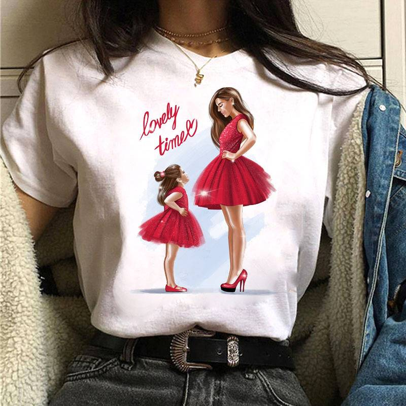 Women's mother's day printed t-shirt women's white short sleeve _voghion.com
