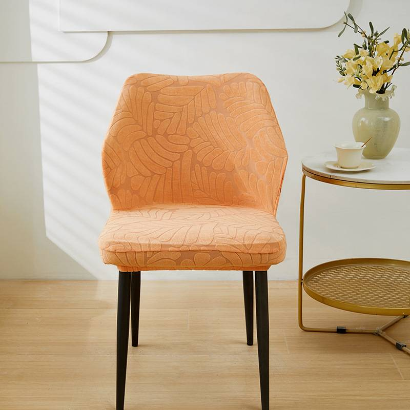 Jacquard fan-shaped chair cover Fan-shaped dining table stool cover elastic household anti-cat scratching universal chair cover_voghion.com