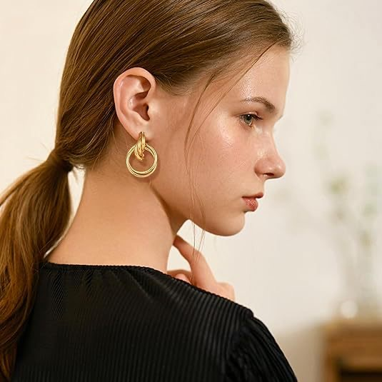 Designer European style fashion circle knotted studs personality geometric twist earrings for women_voghion.com