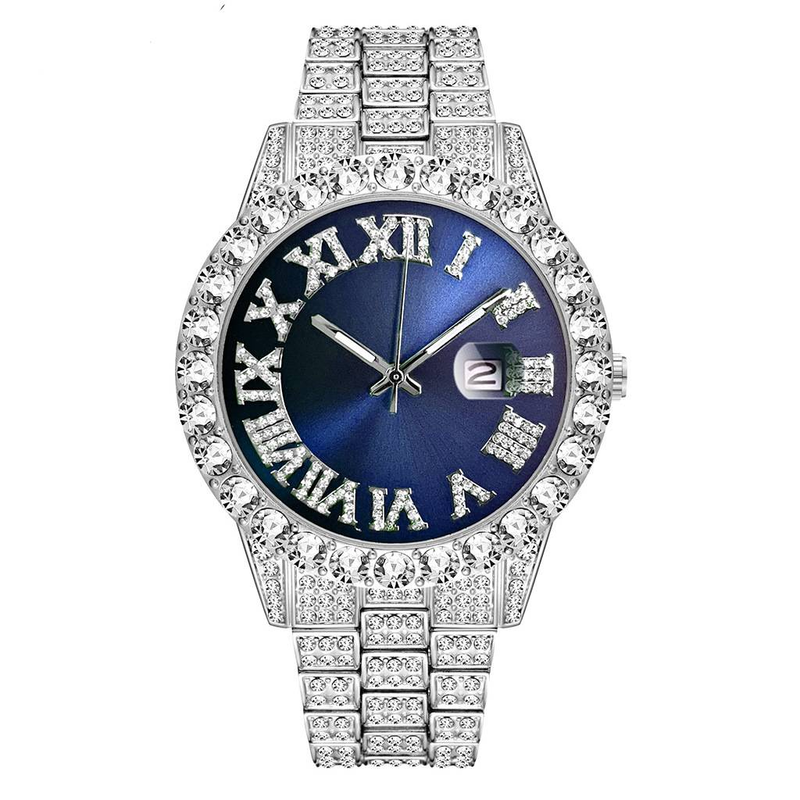 Business Dial Diamonds Sparkling Steel Strip Calendar Waterproof Quartz Watch For Giving to Man _voghion.com
