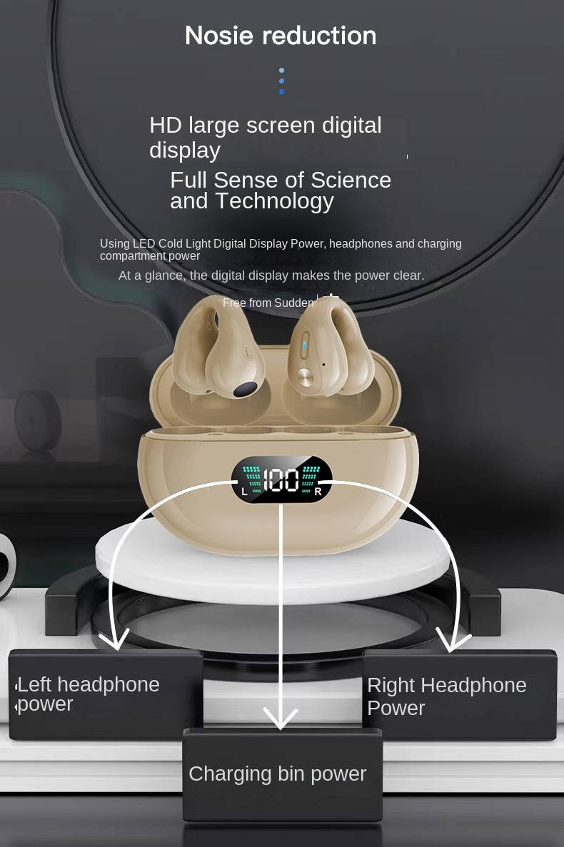 Nove Bluetooth slušalice velike snage, bežične s kopčom za uši, ne stavljaju se u uho, bezbolno provođenje koštane energije, ultra dugo trajanje baterije_voghion.com