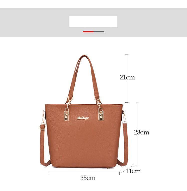 Handbag Set For Women Solid Color Lychee Grain Bag Six Sets Of Handbag Shoulder Large Capacity Crossbody Bag_voghion.com
