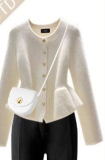 Damenbekleidung Milchiges Outfit Stil Herbstanzug Strickpullover Schlitz Micro Schlaghose_voghion.com