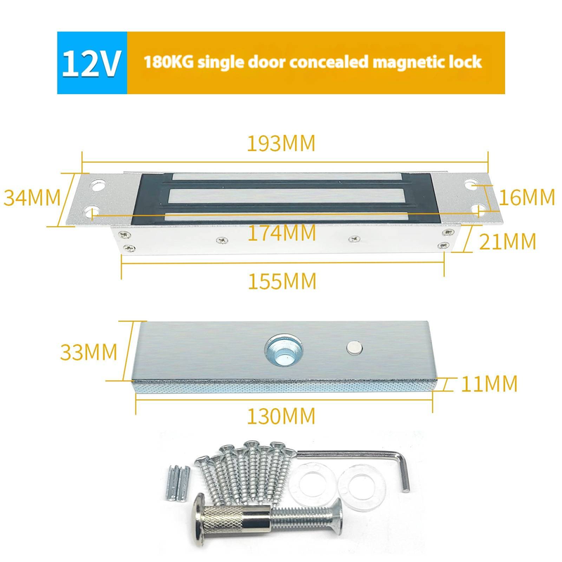 Cerradura electromagnética de 280 kg para puertas individuales o dobles, sistema de control de acceso de superficie con cerradura magnética y cerradura eléctrica._voghion.com