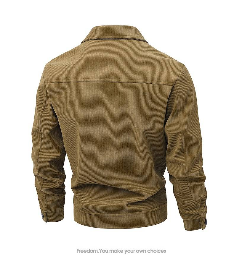 Men's Corduroy Jacket Slim Fit Casual Vintage Stand Collar Windproof Lightweight Polyester Coat For Spring Autumn_voghion.com