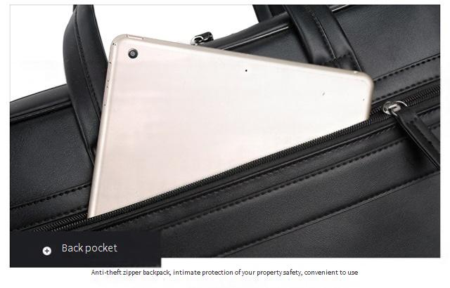 Valigetta professionale da lavoro a 3 strati resistente all'acqua per laptop da 16 pollici - Grande capacità, elegante pelle PU con fodera in poliestere_voghion.com