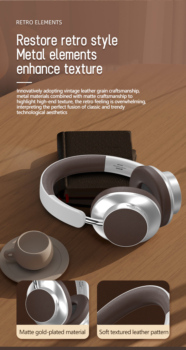 Wireless Retro Color Matching Headset Bluetooth Leather Painted Surface Sports Headset_voghion.com