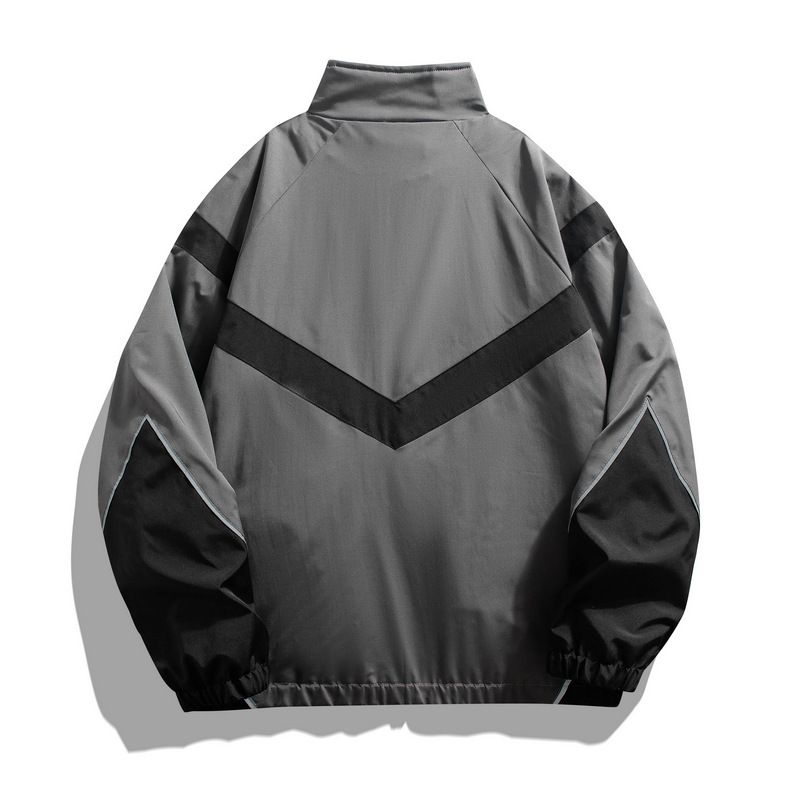 2026 Fashion Sport Outerwear Men 100% Polyester Stand Collar Splicing Embedded Reflective Thread Raglan Long Sleeve Loose Thin Zipper Jacket M-4XL_voghion.com