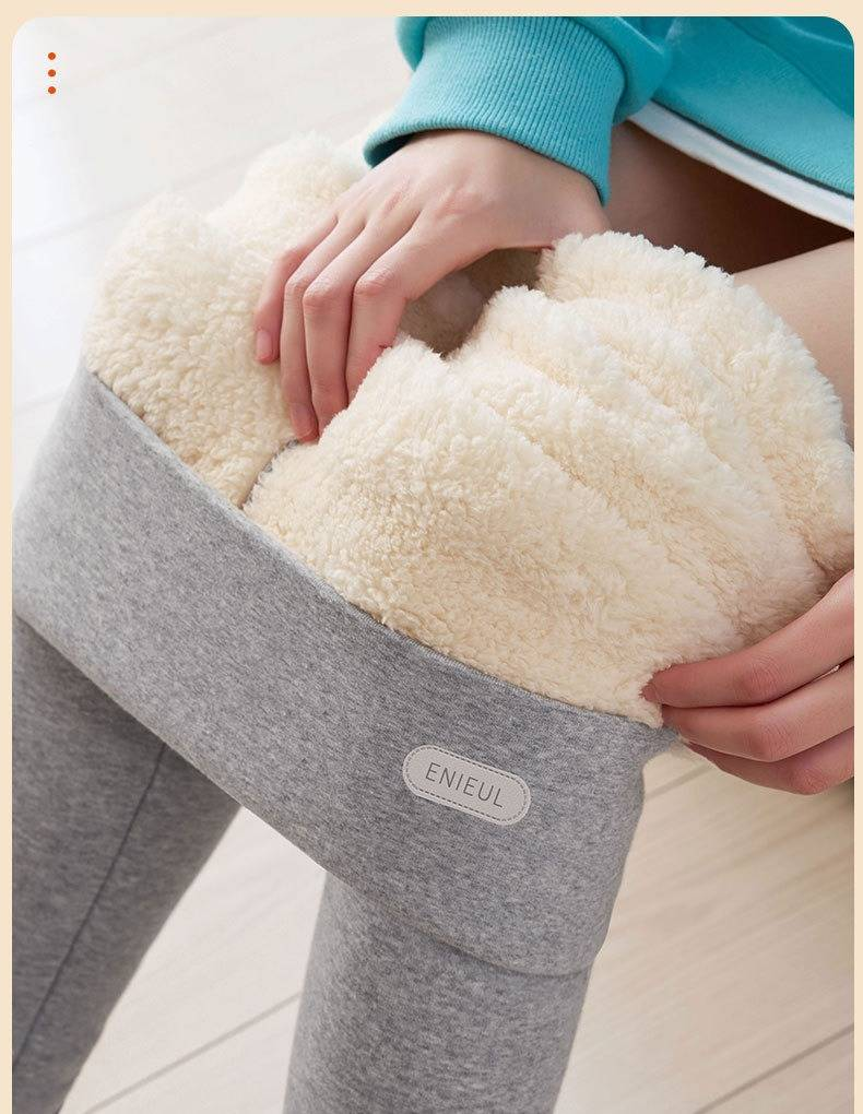 Women's Ultra-Warm Fleece-Lined Leggings – High Waist Thermal Tights With Ribbed Detailing (280g-800g, Black/Gray, S-XXL)_voghion.com