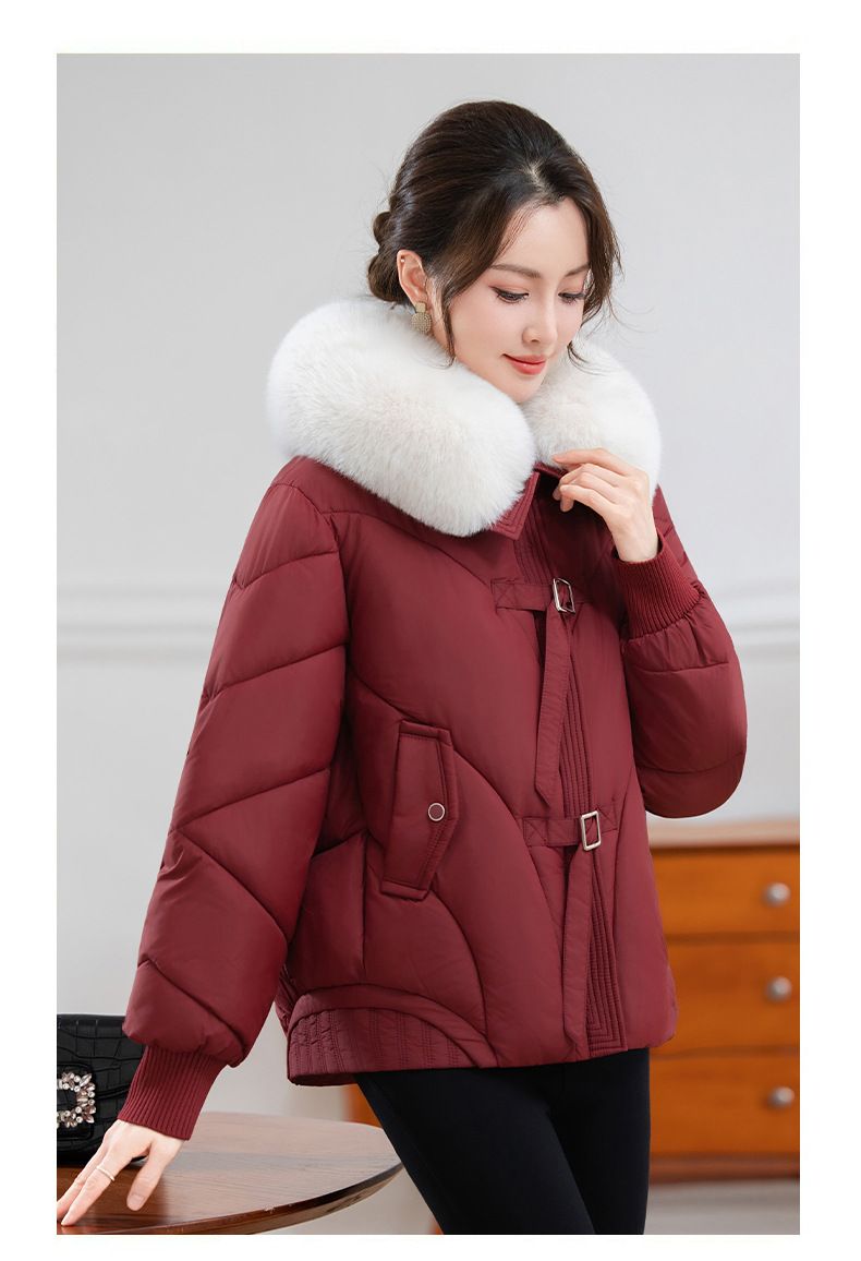 Casaco de inverno feminino com gola de pele sintética – Jaqueta curta e leve, grossa, com caimento solto, estilosa e quente para tamanhos pequenos e grandes_voghion.com