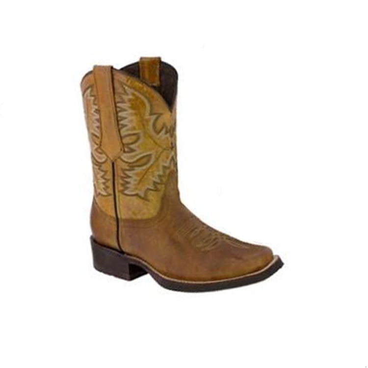 Spring and autumn boots Parquet ankle boots square head Roman boots_voghion.com