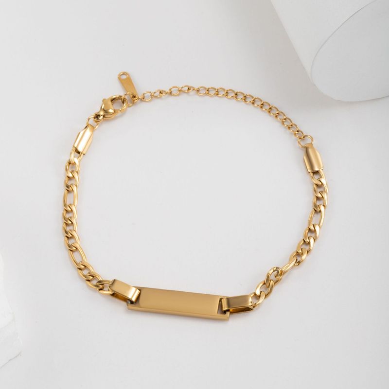 Fashion Simple Stainless Steel Long Bar Bracelet Smooth Surface Laser Engraving DIY Children's Same Style Jewelry_voghion.com