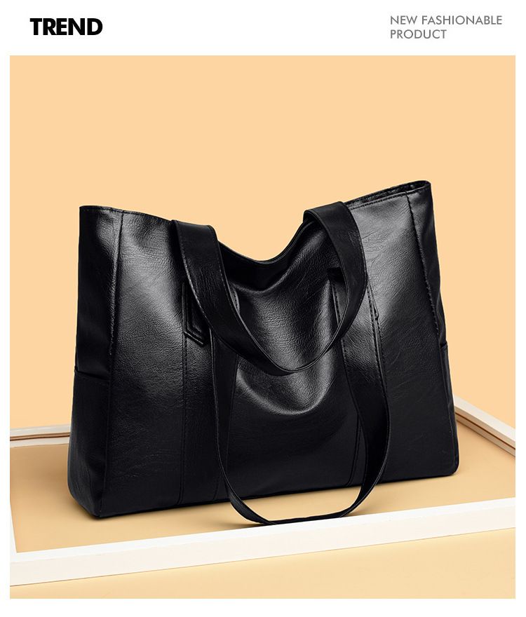 Women's Bag Source Simple New PU Soft Leather Trend European And American Zipper Tote Bag Large Capacity Shoulder Bag_voghion.com