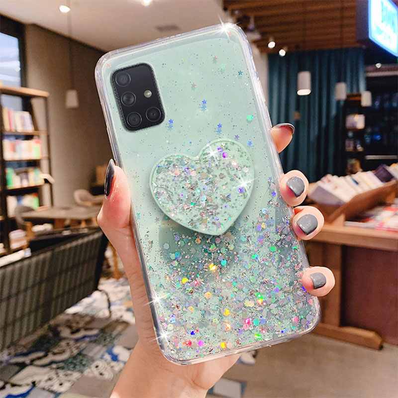 S21 Ultra Case Luxury Bling Glitter Heart Holder Cover For Samsung Galaxy S21 Ultra Plus S21Ultra S 21 Soft Silicone Cas_voghion.com