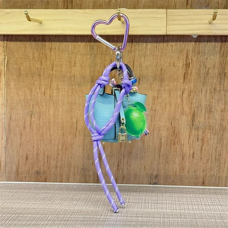 Mini ciondolo trendy per borsa a secchiello - accessorio in corda intrecciata a mano per coppie, elegante decorazione fai da te per borsa a tracolla in più colori_voghion.com