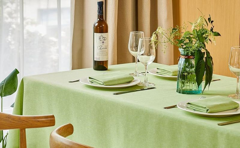 Nuovo prodotto: decorazioni per feste di compleanno, composizioni, accessori, lino tinta unita verde erba, impermeabile e resistente all'olio_voghion.com
