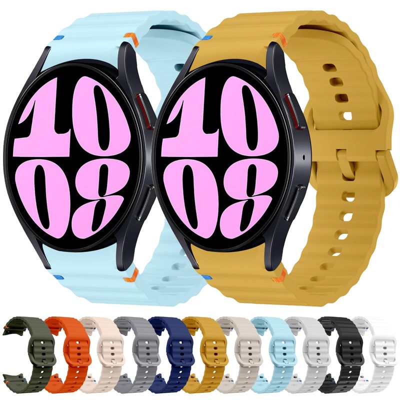 Samsung Galaxy Watch 7 40 / 44mm aaltokuvioinen ommeltu silikonikellon ranneke (tummanharmaa)_voghion.com