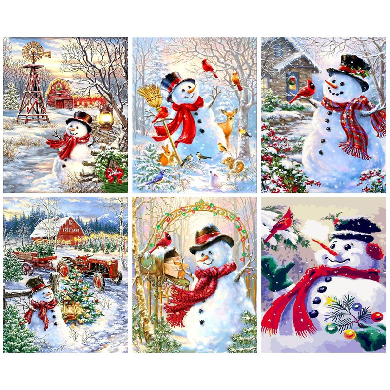 RUOPOTY image à l'huile par numéros bricolage peintures décoratives joyeux noël bonhomme de neige peinture pour peinture décoration de la maison_voghion.com