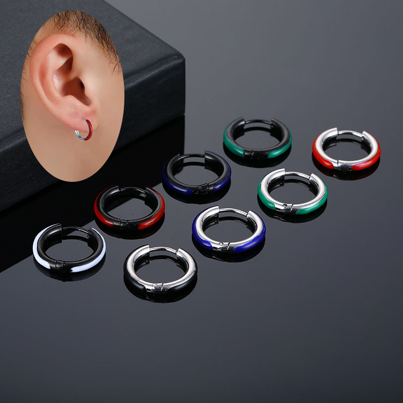 Fashion Trendy Small Hoop Earrings Clip for Women Men Earring Stainless Steel Earrings Diy Ear Piercing_voghion.com