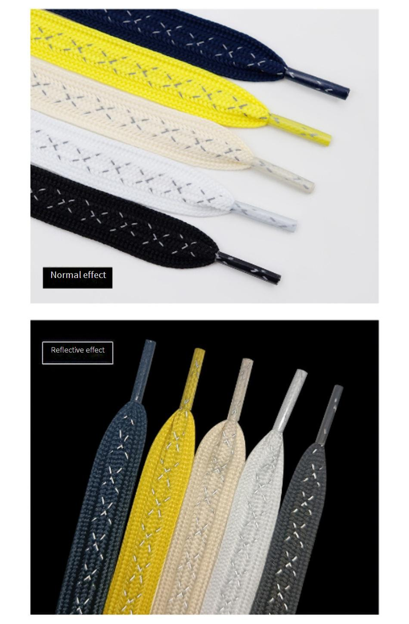 Laccio per scarpe largo 1,55 cm piatto bicolore croce riflettente laccio per scarpe accessori corda decorativa_voghion.com