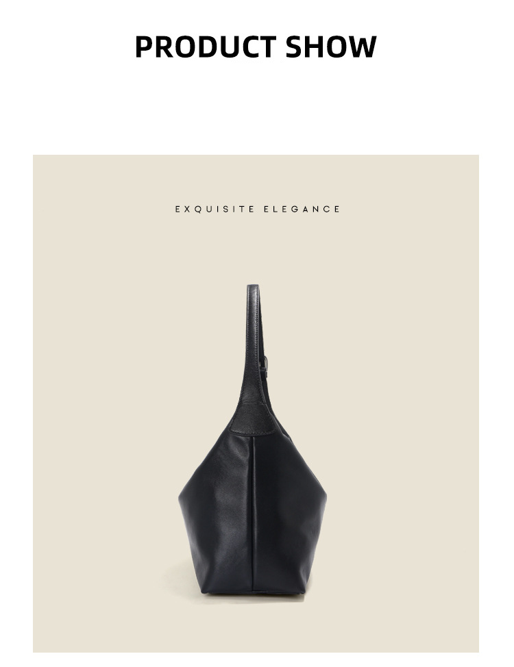 Borsa a tracolla da donna, in pelle bovina conciata al vegetale, con strato superiore, hobo bag in pelle, borsa tote da ascella, borsa Jiaozi a tracolla di grande capacità da donna_voghion.com