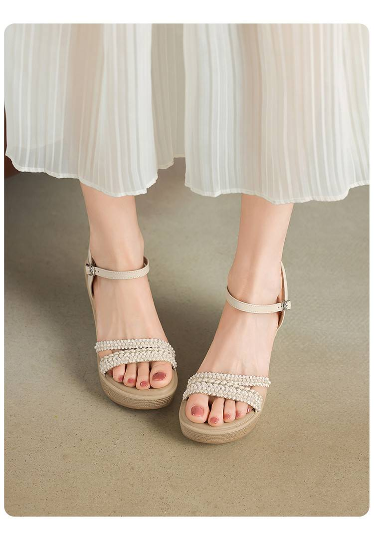 Cameido Ladies' Daily Commuting One-Strap/Split Strap Wedge Heel Sandals_voghion.com