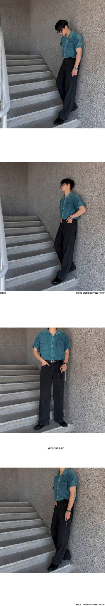 Vintage Denim Short Sleeve Shirt For Men - Casual Loose Fit Retro Style Summer Top With Button Front_voghion.com