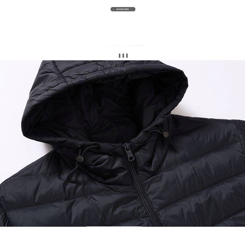 Piumino leggero con cappuccio per uomo e donna, cappotto corto slim fit, caldo capospalla invernale, stile casual e business_voghion.com