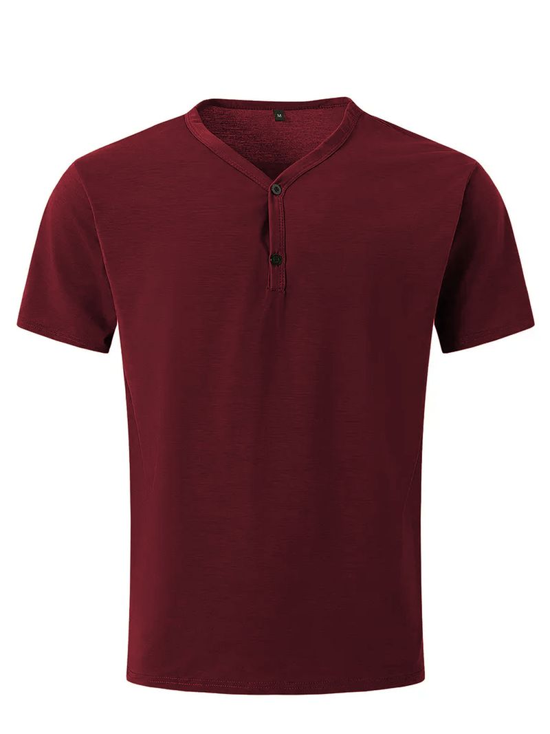 Herrenbekleidung Einfarbig V-Ausschnitt Atmungsaktiv Schweiß Freizeit Sport Leicht Normal Kurzarm T-Shirt_voghion.com