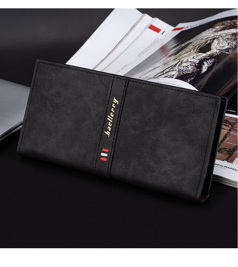 BAELLERRY Neue lange Herrenbrieftasche, europäisches und amerikanisches Retro-Design, Business-Brieftasche für mehrere Karten, Brieftasche aus weichem Leder mit Reißverschluss._voghion.com