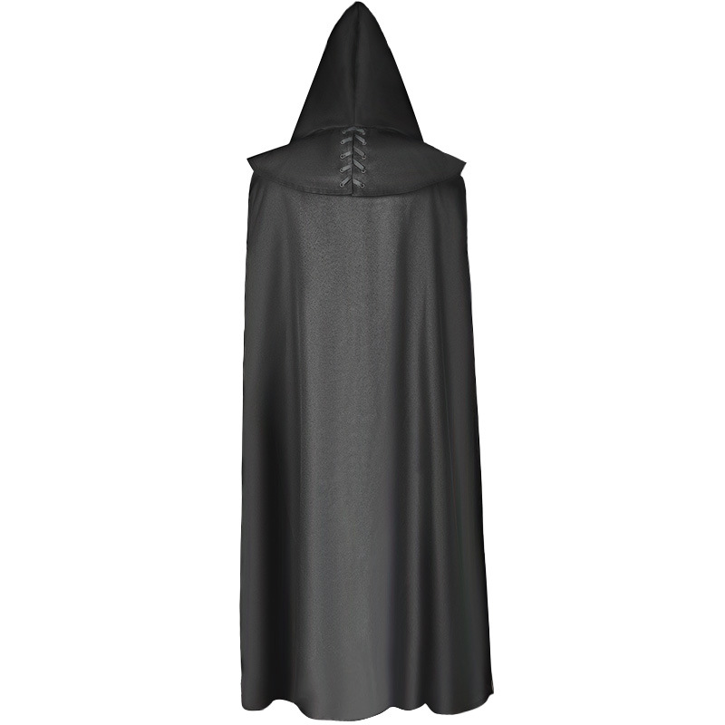 Halloween Mittelalterlicher Kapuzenmantel Gothic Mantel Langer Graben Halloween Teufel Zauberer Todesumhang Robe Umhang_voghion.com