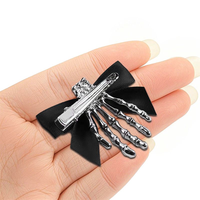 Gioielli di Halloween, Gioielli in maschera, Gioielli terrificanti, Accessorio per capelli con fiocco unico, teschio, artiglio fantasma, fermaglio a becco d'anatra, forcina per capelli di Halloween sulla parte posteriore della testa_voghion.com