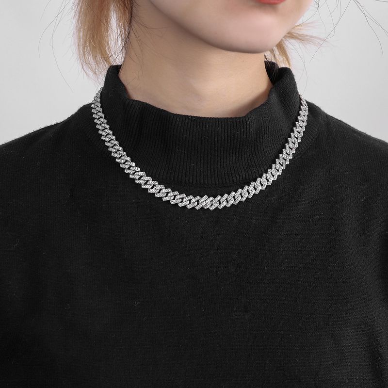 10 mm genişliğinde kişiselleştirilmiş bilezik, çevre dostu alaşımlı tam elmas Küba zincir hip-hop takı_voghion.com