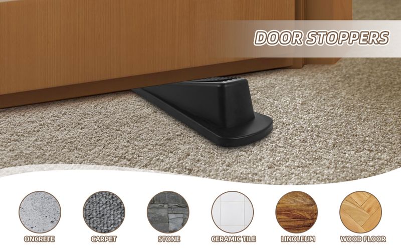 Batente de porta premium - Cunha de borracha empilhável | Adequado para carpetes | Resistente_voghion.com