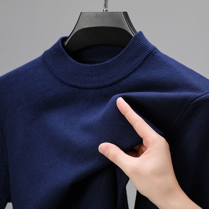 Halve Rollkragen Strickwaren Pullover Neue Herbst/Winter Mock Neck Sweatshirts Einfarbig Pullover Mann Marke Casual Heren Kleidung_voghion.com