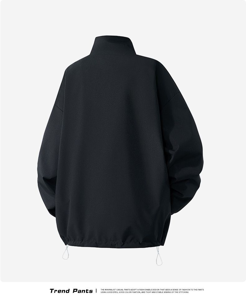 Reversible Streetwear Jacket – Unisex Two-Sided Stand Collar Coat With Zip Closure (M-3XL, Black/White & Red/White & Black/Red)_voghion.com