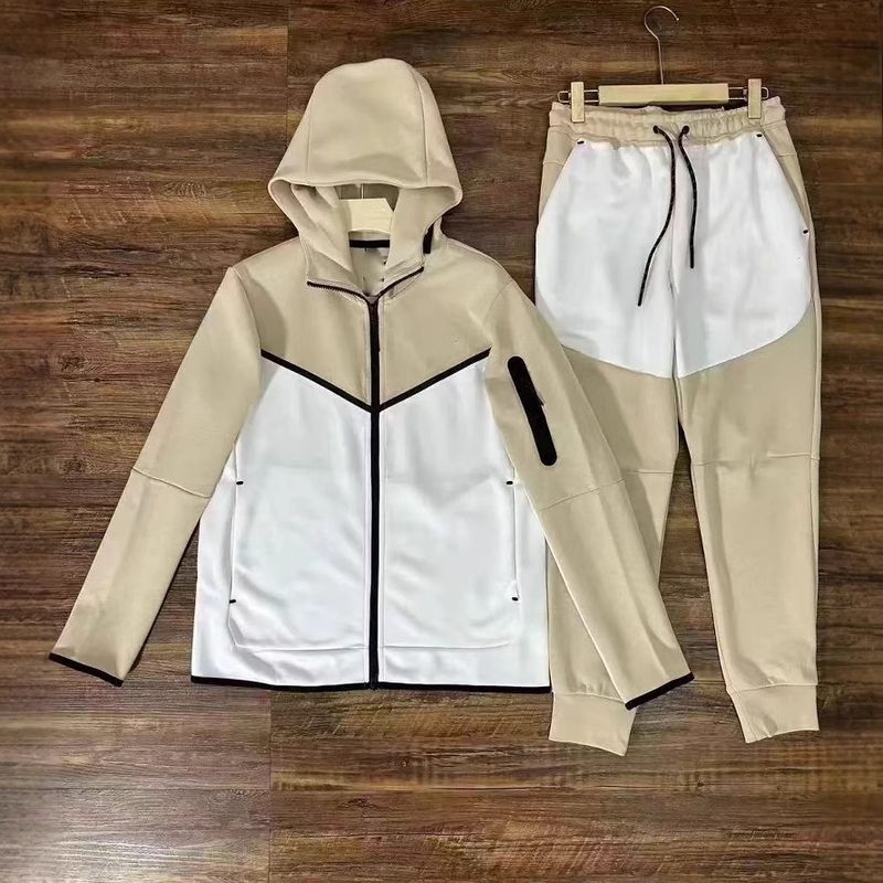 Conjunto de dos piezas con capucha y cremallera para hombre, ropa deportiva de primavera y otoño, chaqueta informal y pantalón de chándal._voghion.com