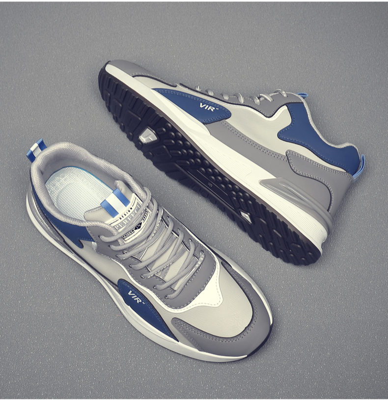 Flash shipping men's spring new high leather surface, fashionable and casual mid top sports shoes, versatile running_voghion.com
