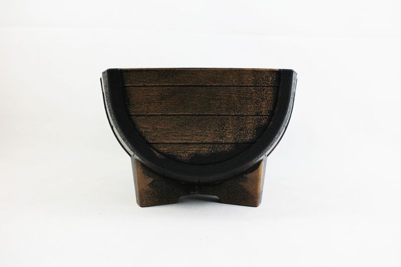 Vaso di fiori in plastica e legno a forma di mezza botte, per giardinaggio creativo_voghion.com