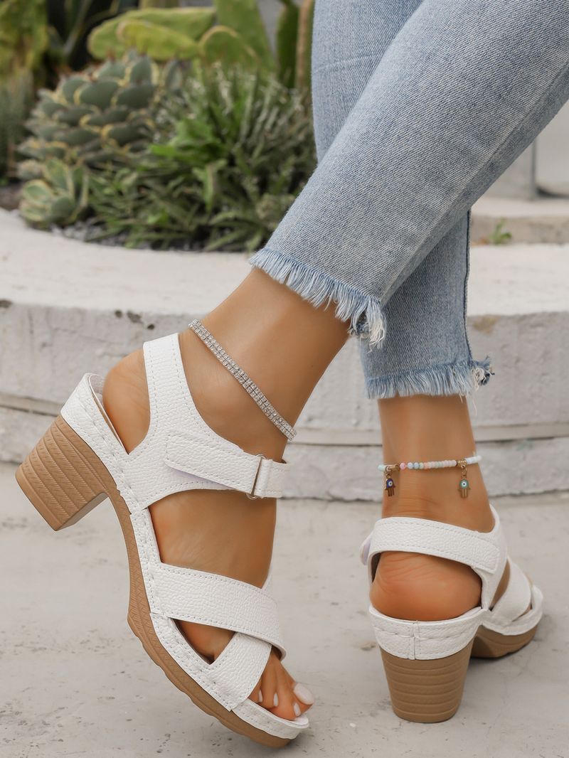 High Heeled Women's Sandals Summer New Open Toe Casual Retro Fish Mouth Sandals_voghion.com