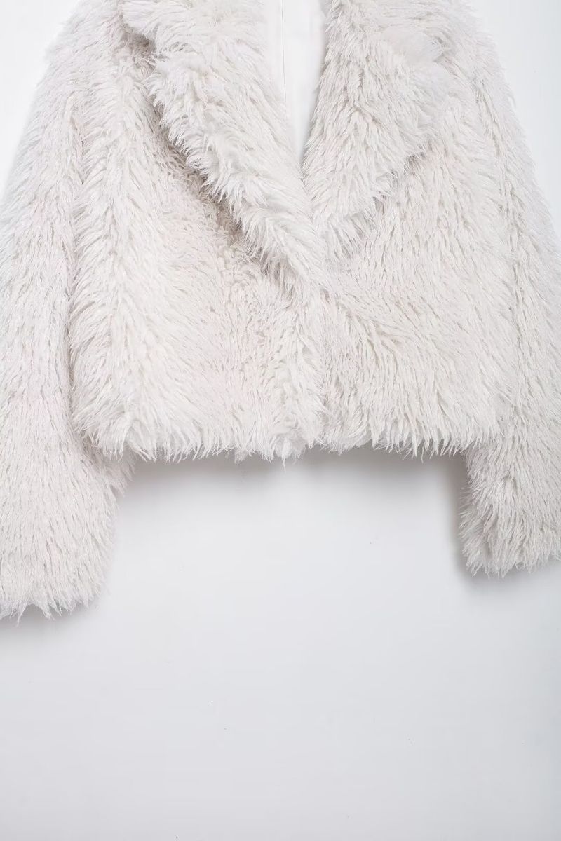 Kurze Jacke aus Kunstpelz für Damen, Wintermode, Kurzmantel, Streetwear-Oberbekleidung für Damen (Weinrot, Weiß, Dunkelbraun, Schwarz)_voghion.com