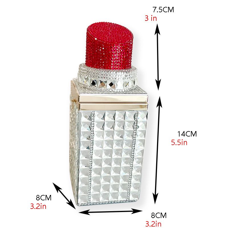 trendig diamant läppstift kedja axel budväska kvinnor clutch väskor strass kvällsväska kvinnor_voghion.com